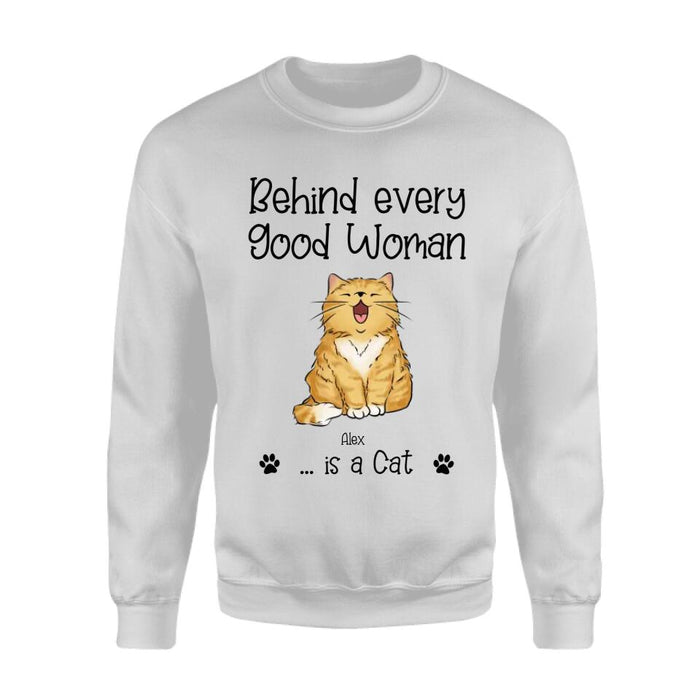 Behind Every Good Woman Are A Lot Of Cats Personalized T-shirt TS-NB2313