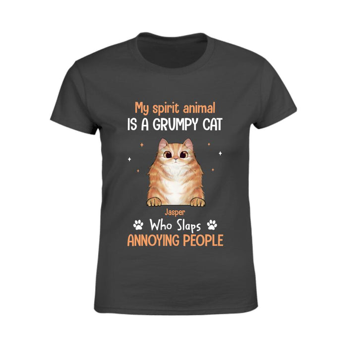 My Spirit Animal Is A Grumpy Cat Who Slaps Annoying People Personalized T-Shirt TS-PT2562