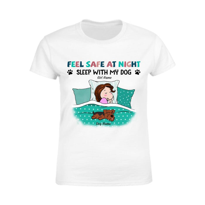 Feel Safe At Night Sleep With My Dog Personalized T-Shirt TS-PT2564