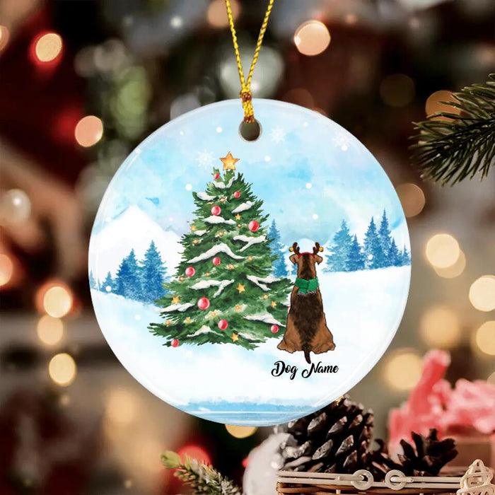 Dog Under The Christmas Tree Personalized Circle Ornament O-NB1886