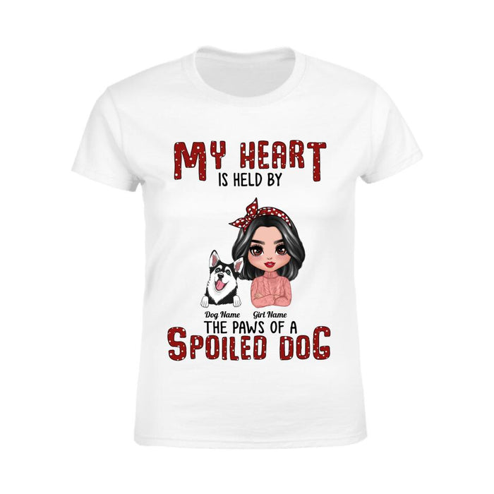 My Heart Is Held By The Paws Of Two Spoiled Dogs Personalized T-shirt TS-NB2656