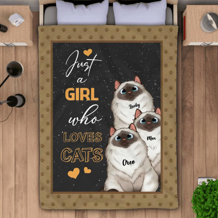 Just A Girl Who Loves Cats Personalized Blanket B-NB2739