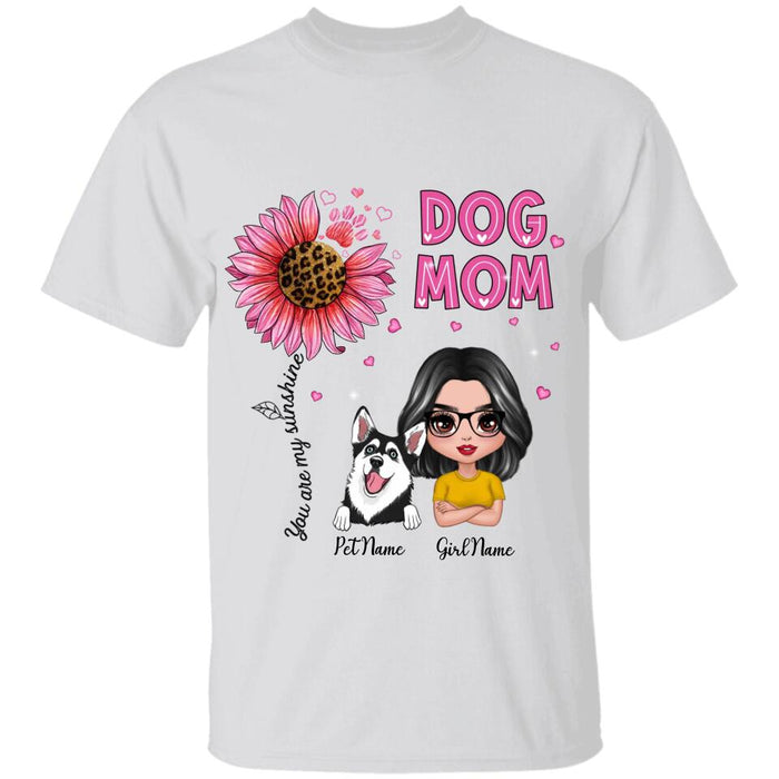 Unique Pink Leopard Dog Mom Personalized T-shirt TS-NB2804