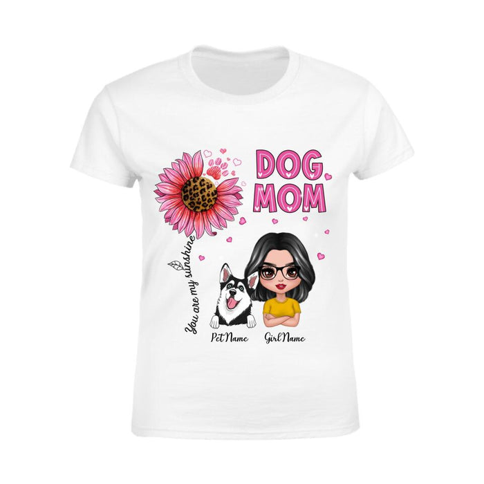 Unique Pink Leopard Dog Mom Personalized T-shirt TS-NB2804