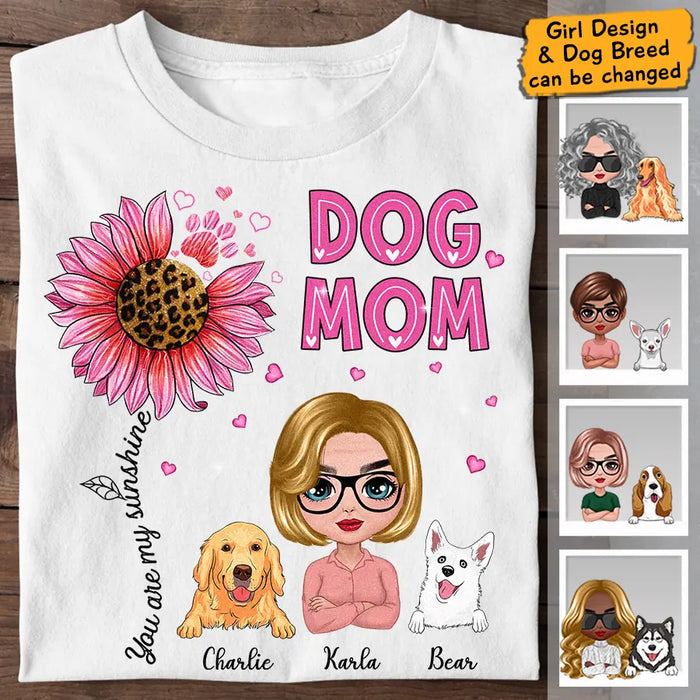 Unique Pink Leopard Dog Mom Personalized T-shirt TS-NB2804