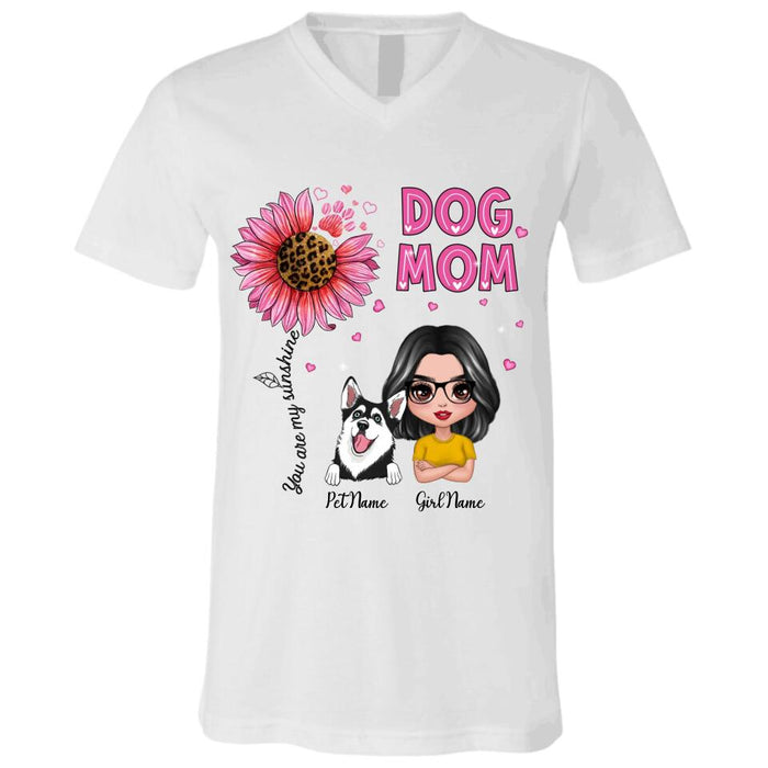 Unique Pink Leopard Dog Mom Personalized T-shirt TS-NB2804