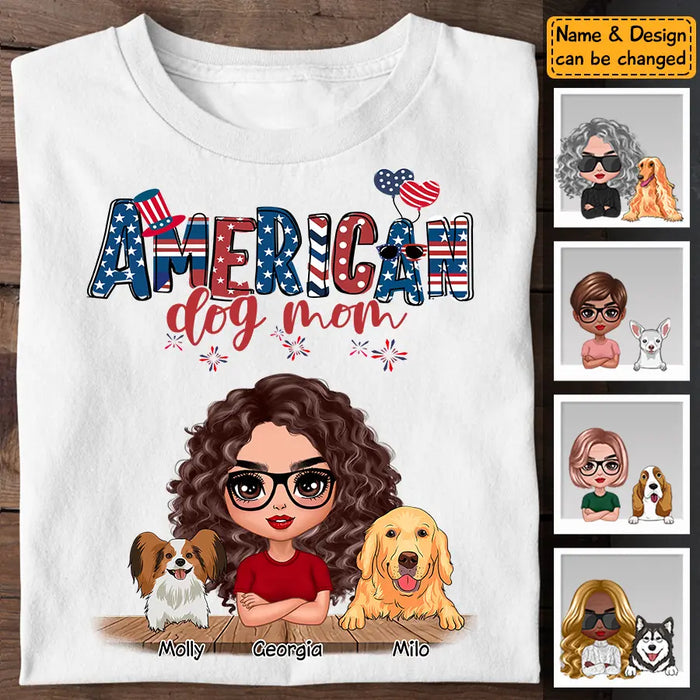 AMerican Dog Mom - Personalized T-Shirt - 4th July TS-TT3226