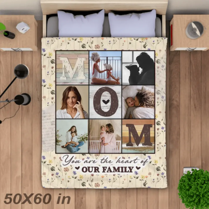 You Are The Heart Of Our Family - Personalized Photo Blanket B-TT3333